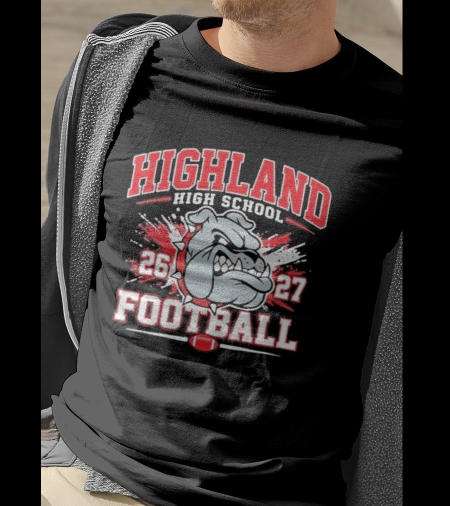 Bulldog Highland High School Football 26 27 T-Shirt