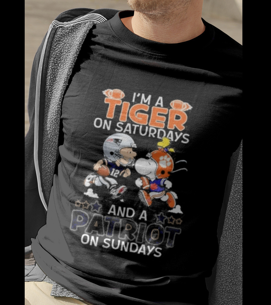 Charlie Brown Snoopy I'm A Tiger On Saturdays And A Patriot On Sundays T-Shirt