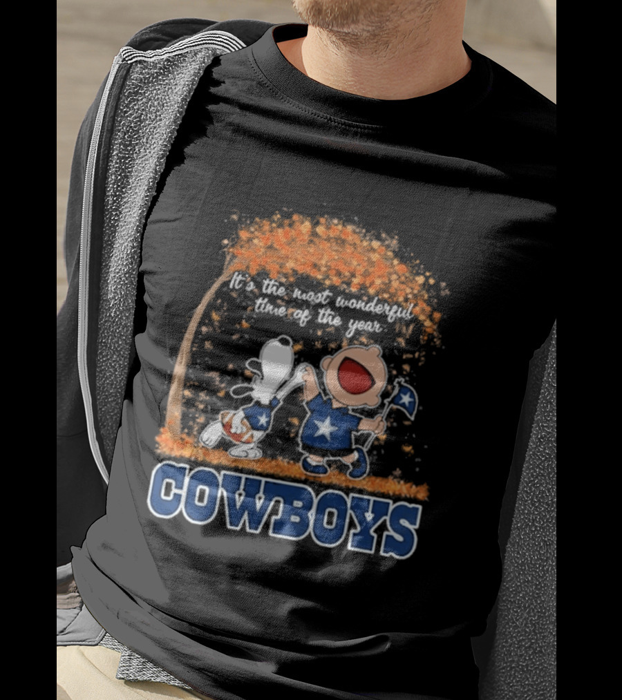 Dallas Cowboys Snoopy Charlie Brown Dancing Most Wonderful Time Of The Year 2026 T-Shirt
