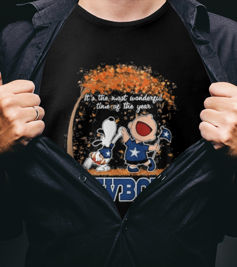 Dallas Cowboys Snoopy Charlie Brown Dancing Most Wonderful Time Of The Year 2026 T-Shirt