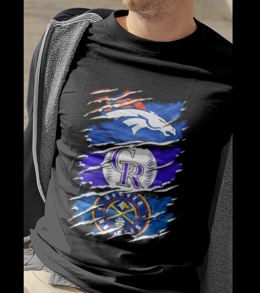 Denver Broncos Colorado Rockies Denver Nuggets Mashup Sports Fan T-Shirt