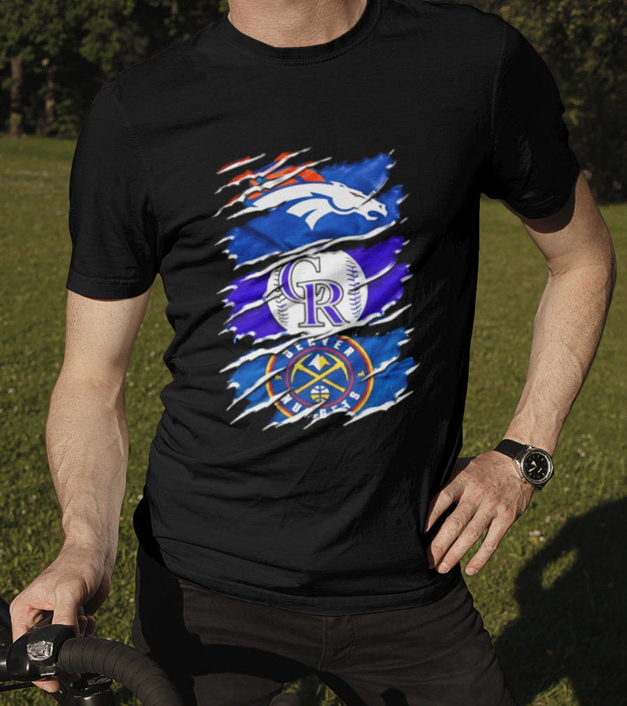Denver Broncos Colorado Rockies Denver Nuggets Mashup Sports Fan T-Shirt