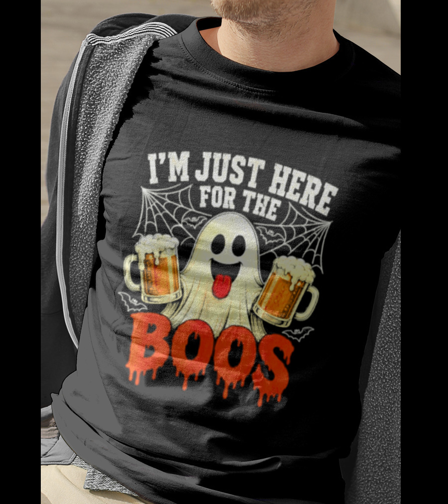 I'm Just Here For The Boos Ghost With Beer S Halloween T-Shirt
