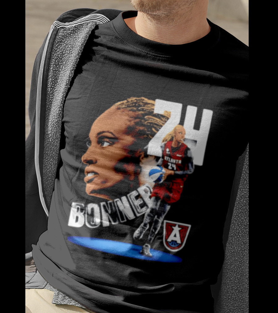 Dewanna Bonner 24 Atlanta Dream WNBA Basketball Player Portrait And Action T-Shirt