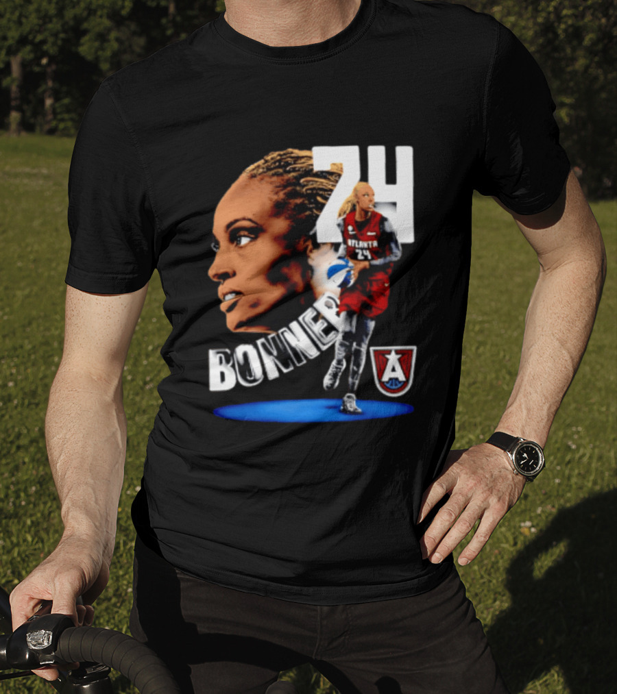 Dewanna Bonner 24 Atlanta Dream WNBA Basketball Player Portrait And Action T-Shirt