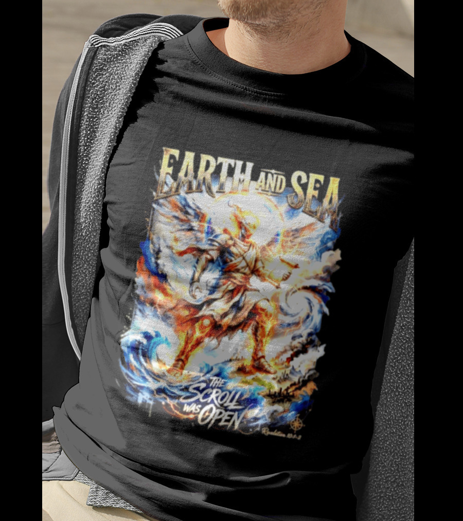 Earth And Sea Angelic Revelation The Scroll Was Open Revelation 10 1 2 T-Shirt