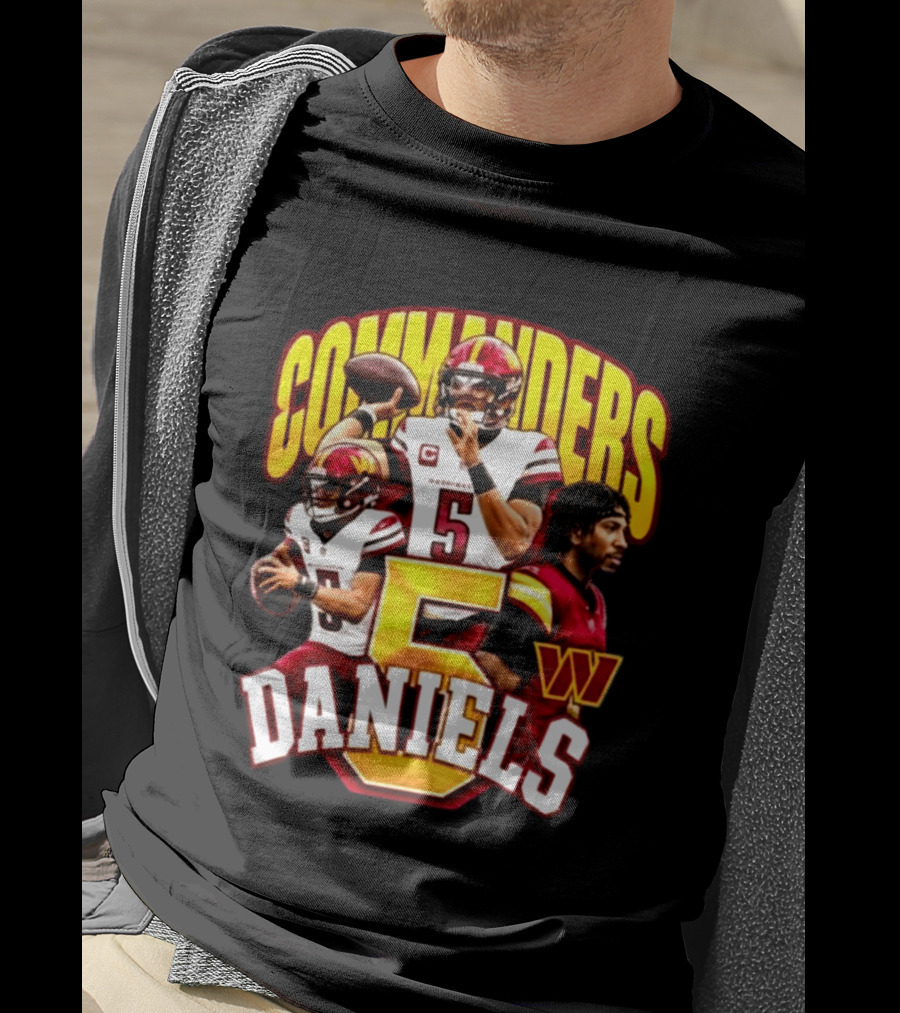 Commander Football Number 5 Jayden Daniels W T-Shirt