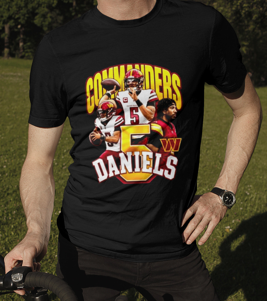 Commander Football Number 5 Jayden Daniels W T-Shirt