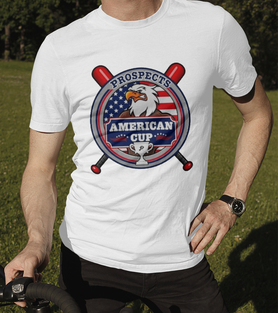 Prospects American Cup Eagle Emblem With USA Flag And Trophy T-Shirt