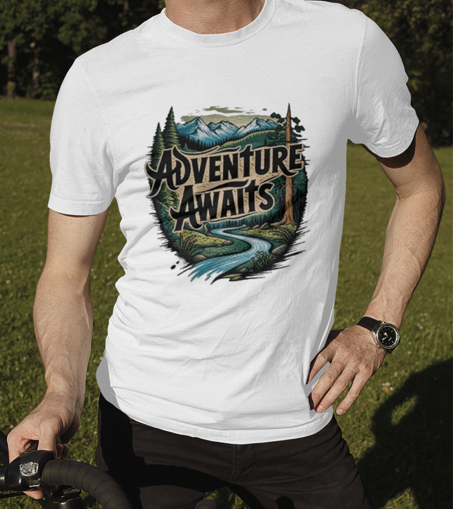 Adventure Awaits Scenic Nature Camping Family Summer Wanderlust Vacation T-Shirt