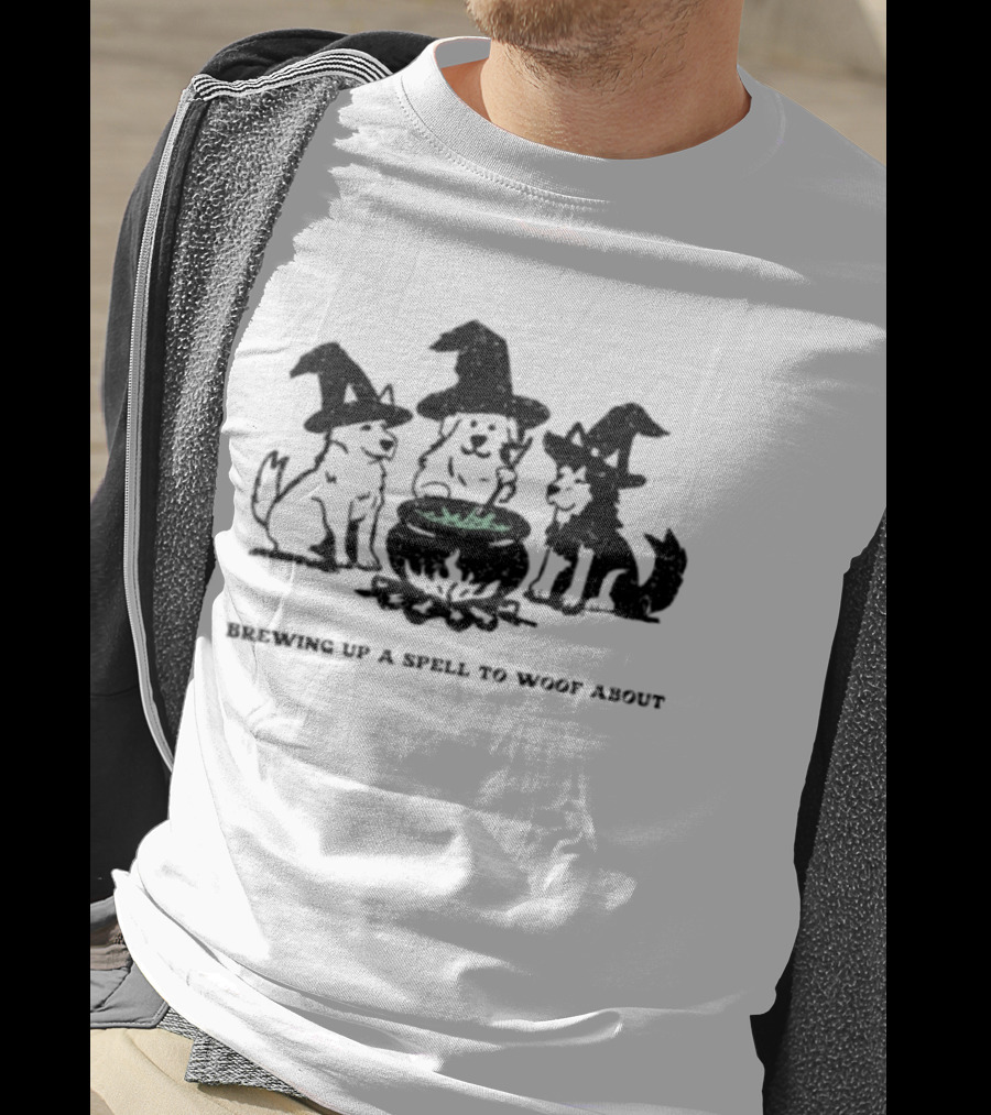 Brewing Up A Spell To Woof About Dog Witch Cauldron Trio T-Shirt