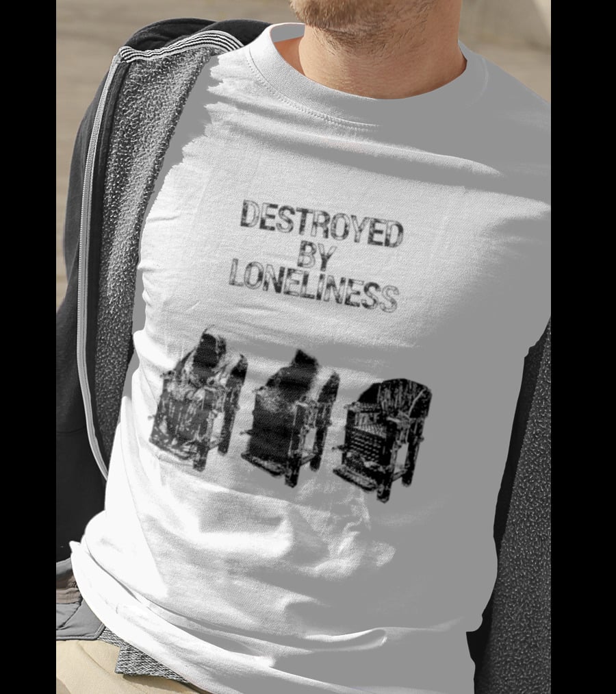 Destroyed By Loneliness Dark Gothic With Falling Office Chairs T-Shirt