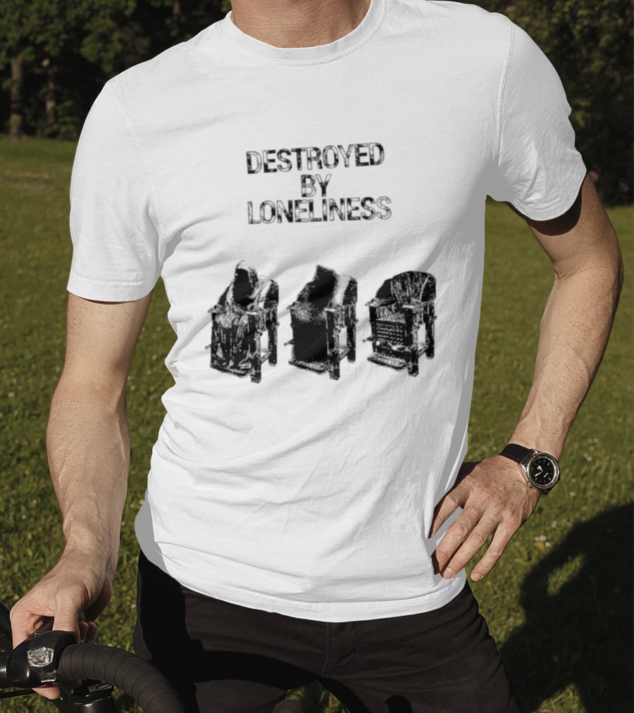 Destroyed By Loneliness Dark Gothic With Falling Office Chairs T-Shirt