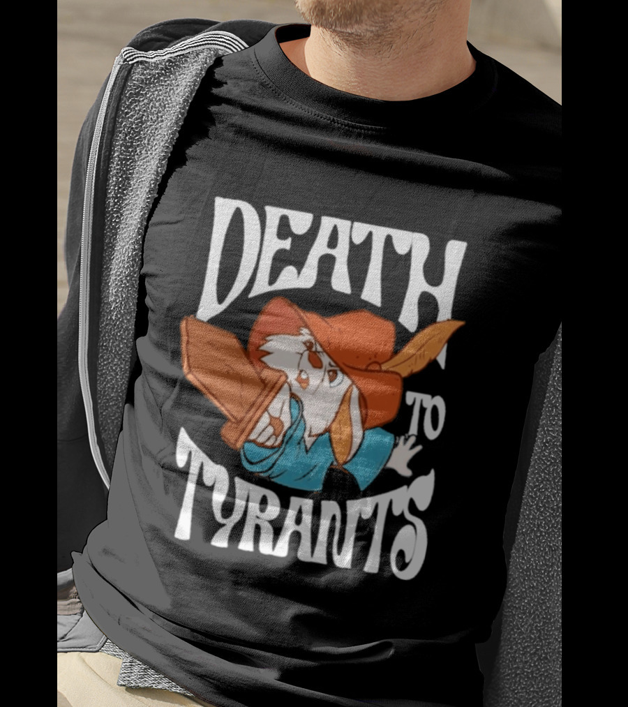 Skippy Rabbit Death To Tyrants Fearless Revolution Cartoon Rabbit T-Shirt