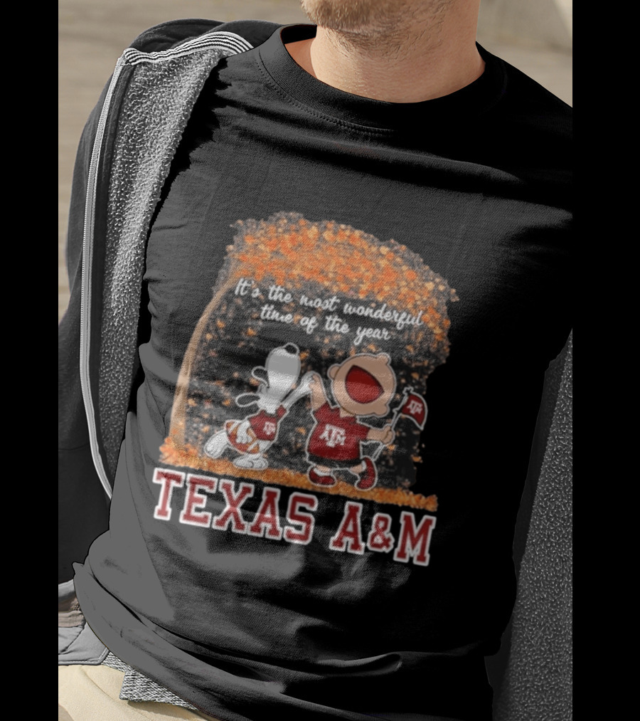 Texas A&M Aggies Snoopy Charlie Brown It's The Most Wonderful Time Of The Year T-Shirt