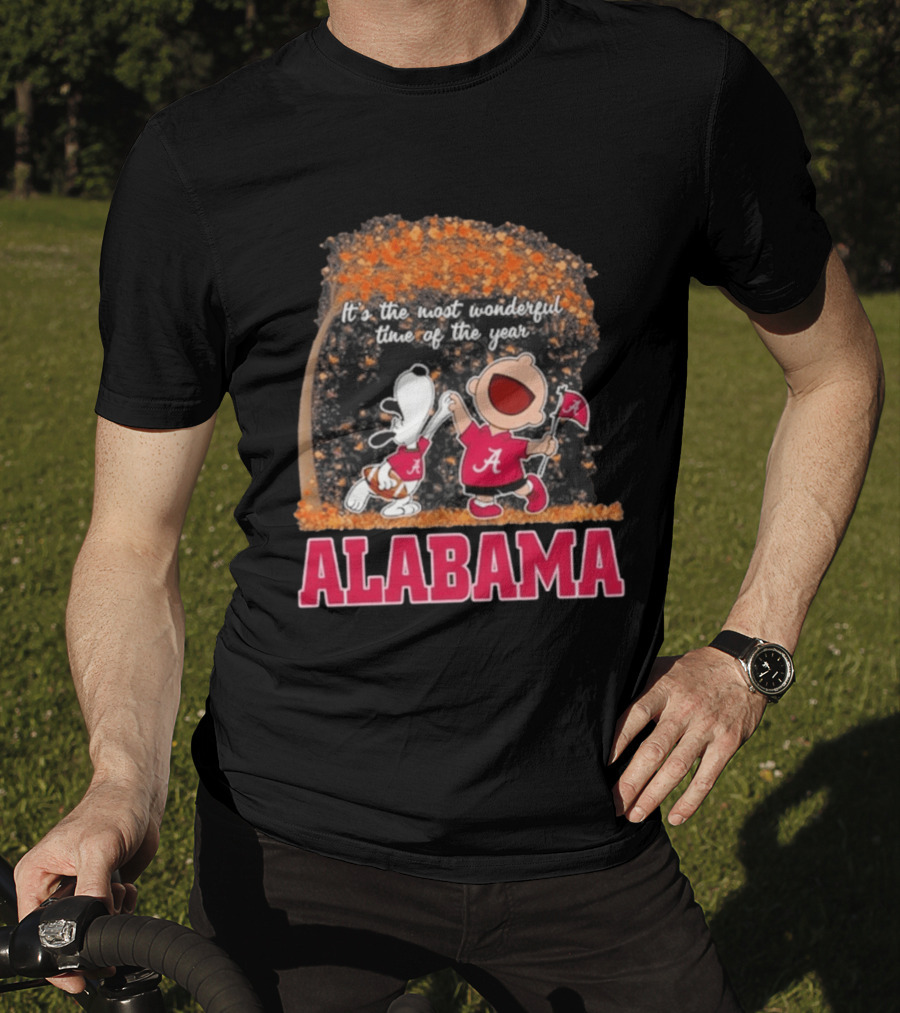 Alabama Crimson Tide Snoopy Charlie Brown It's The Most Wonderful Time Of The Year T-Shirt