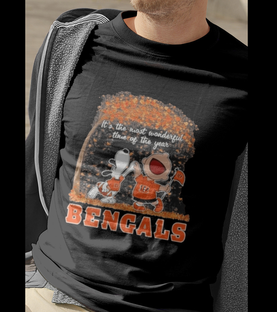 Cincinnati Bengals Snoopy Charlie Brown 2026 Most Wonderful Time T-Shirt