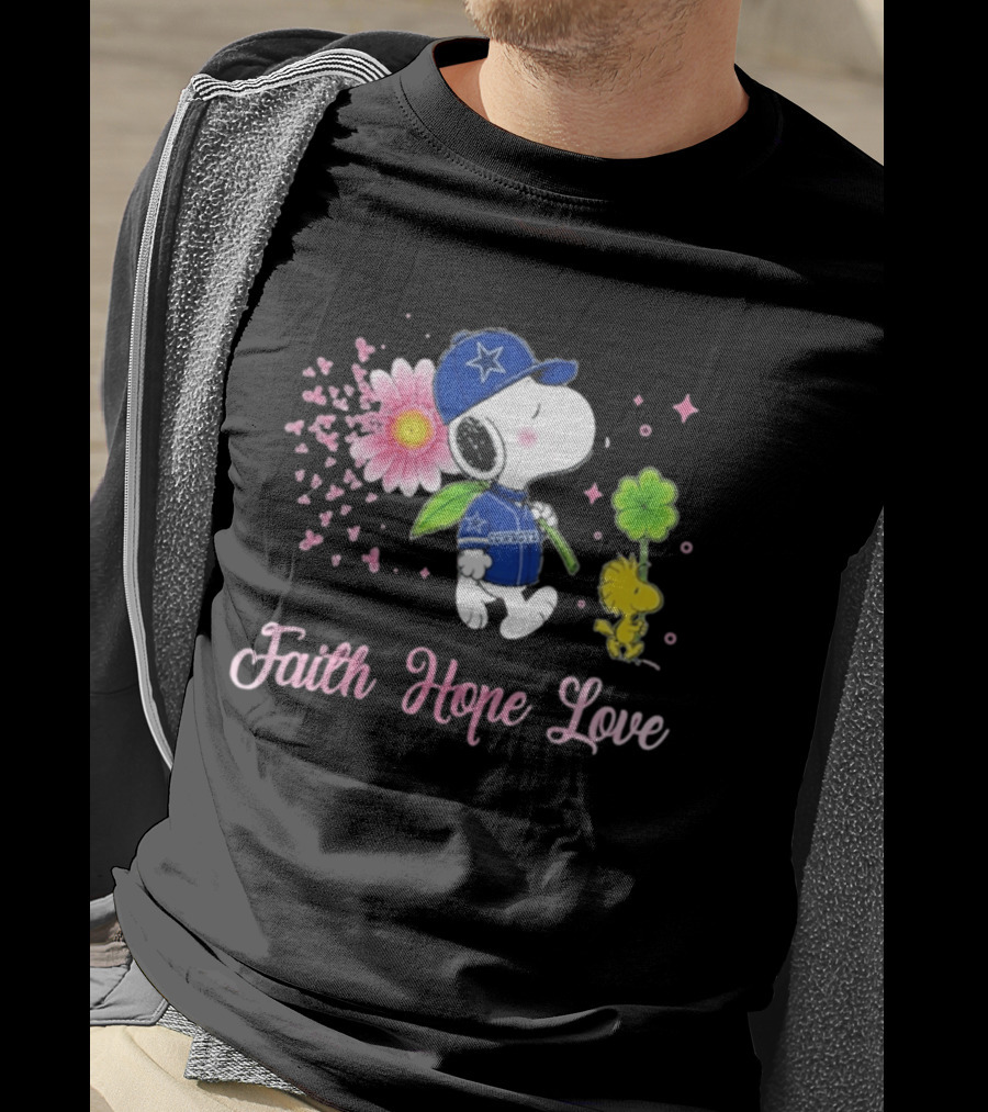 Dallas Cowboys Snoopy 2026 Breast Cancer Awareness Faith Hope Love T-Shirt