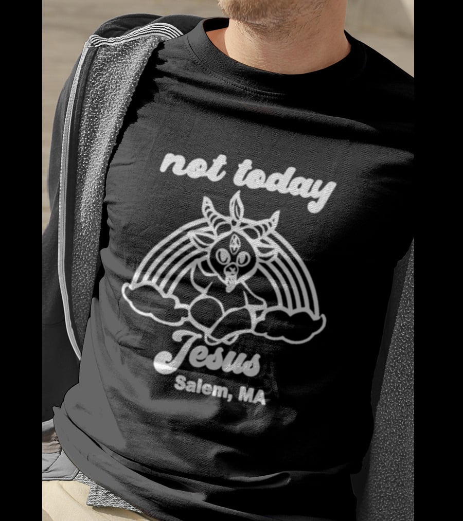 Not Today Jesus Goat Rainbow Salem MA T-Shirt