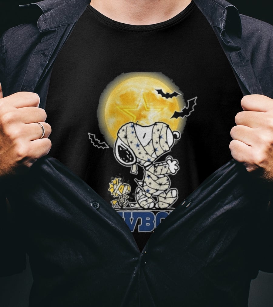 Dallas Cowboys Snoopy Halloween 2026 Full Moon Bat Scene T-Shirt