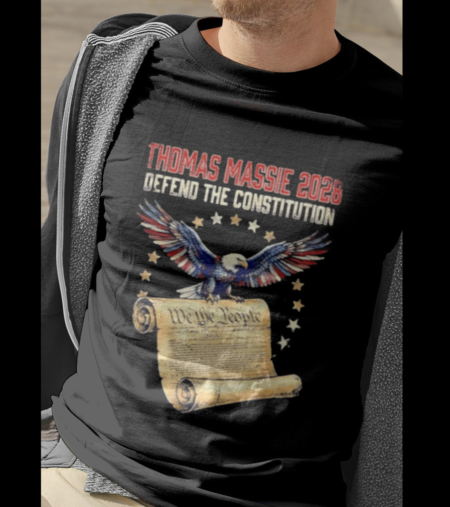 Thomas Massie 2028 Defend The Constitution We The People Bald Eagle Stars Patriotic Election Movement T-Shirt
