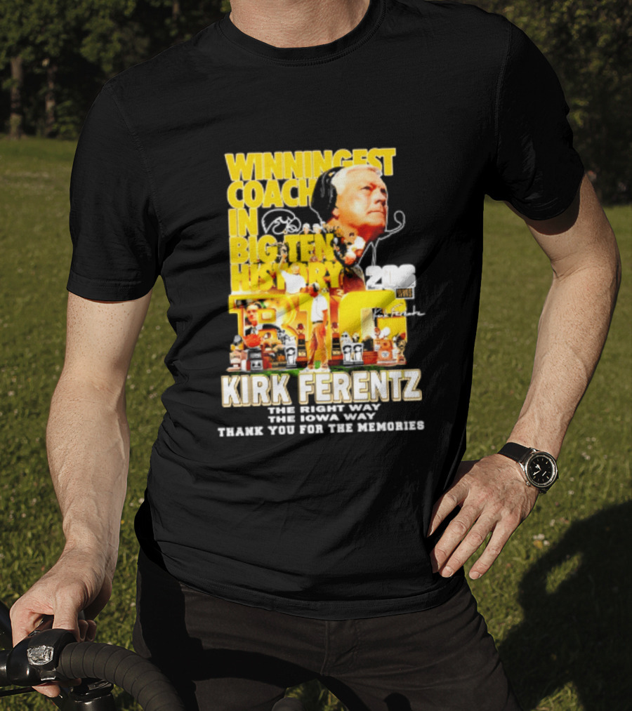 Kirk Ferentz Winningest Coach Big Ten History Iowa Hawkeyes Memories T-Shirt