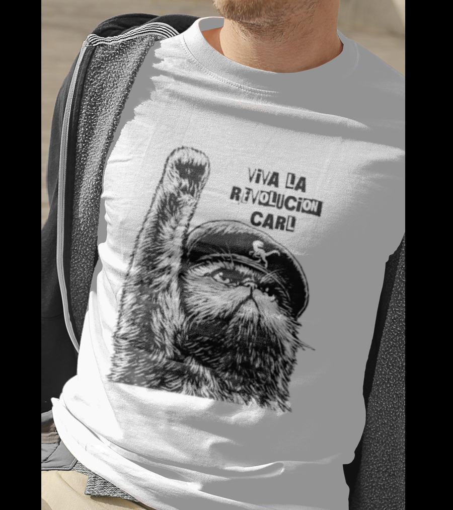 Viva La Revolución Carl Revolutionary Cat Uplifted Paw T-Shirt