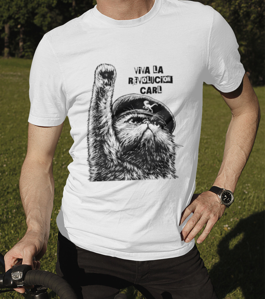 Viva La Revolución Carl Revolutionary Cat Uplifted Paw T-Shirt