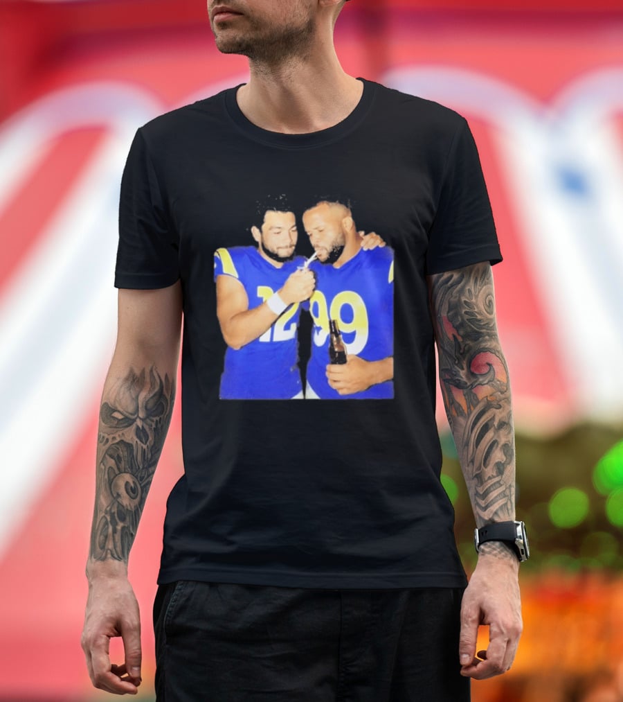 Los Angeles Rams Puka Nacua Aaron Donald Smoking Drinking NFL Football Team Players T-Shirt