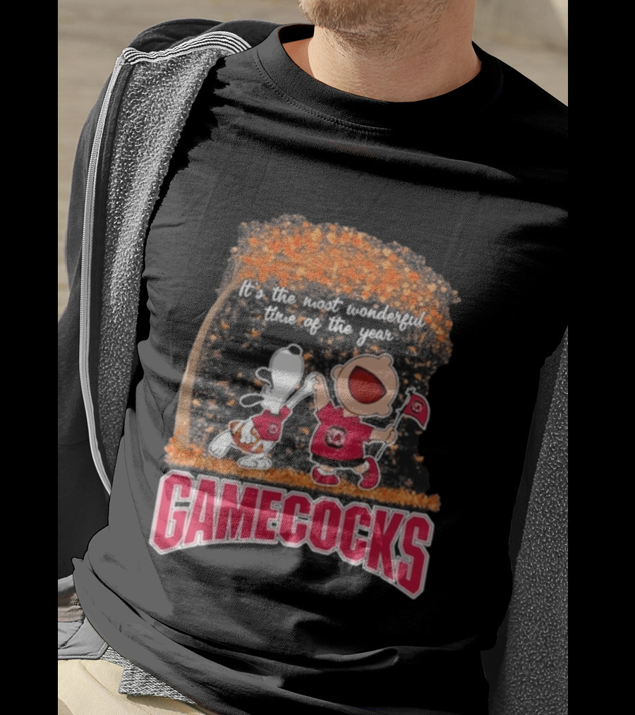 South Carolina Gamecocks Snoopy Charlie Brown 2026 It's The Most Wonderful Time Of The Year T-Shirt
