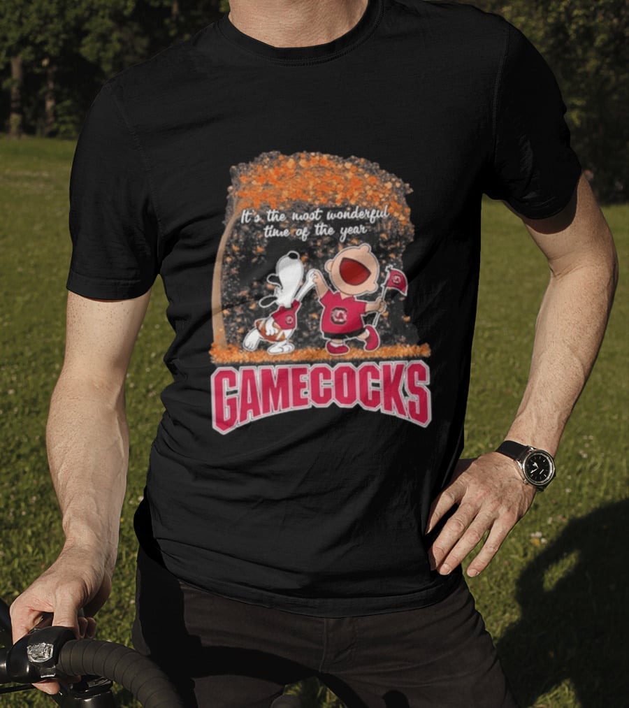 South Carolina Gamecocks Snoopy Charlie Brown 2026 It's The Most Wonderful Time Of The Year T-Shirt