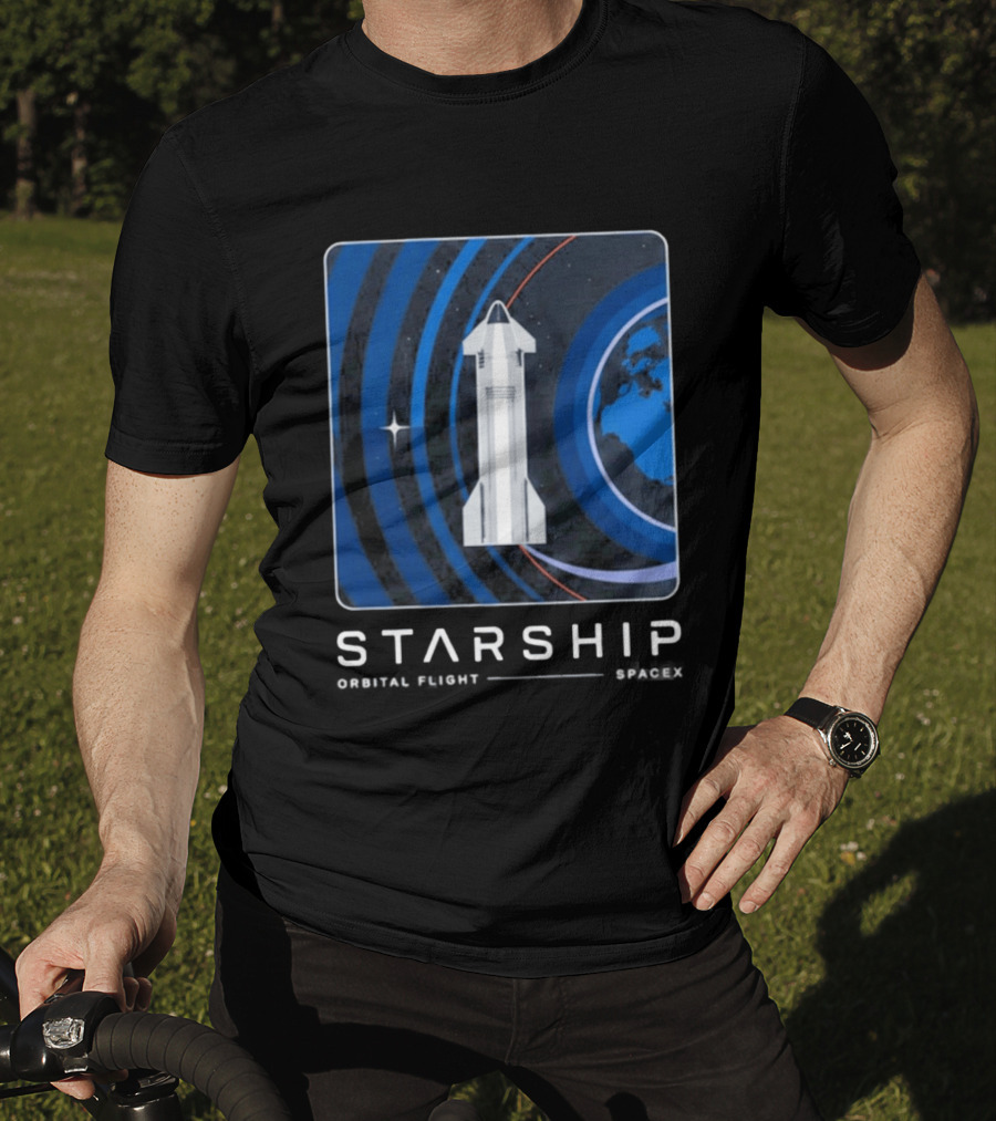 Starship First Orbital Flight Milestone Earth Icon And Concentric Rings T-Shirt