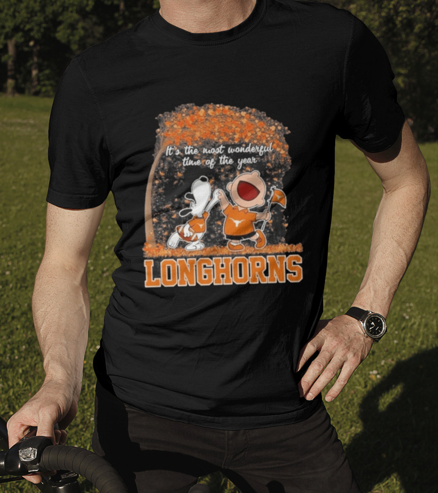 Texas Longhorns Snoopy Charlie Brown Most Wonderful Time Of The Year T-Shirt