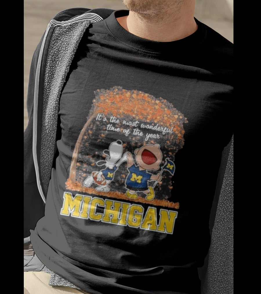 Michigan Wolverines Snoopy Charlie Brown 2026 Most Wonderful Time T-Shirt
