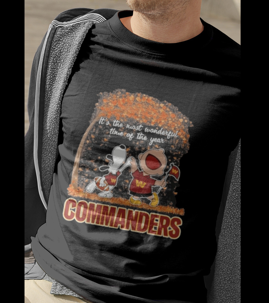 Washington Commanders Snoopy Charlie Brown Dancing 2026 Most Wonderful Time Of The Year T-Shirt