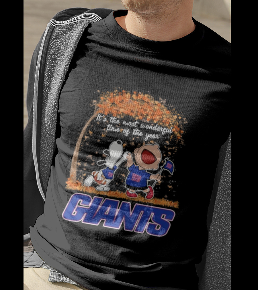 New York Giants Snoopy Charlie Brown 2026 Most Wonderful Time T-Shirt
