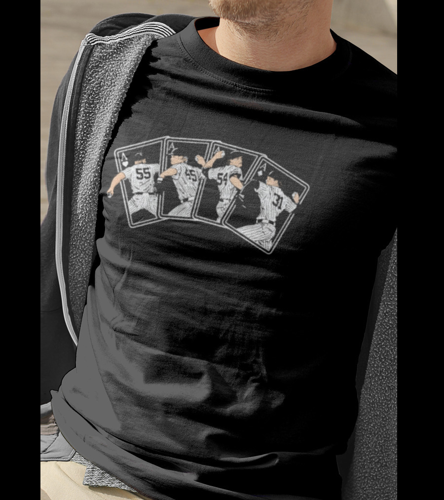 Yankees Four Aces Playing Cards Baseball Pitchers 55 45 99 34 T-Shirt