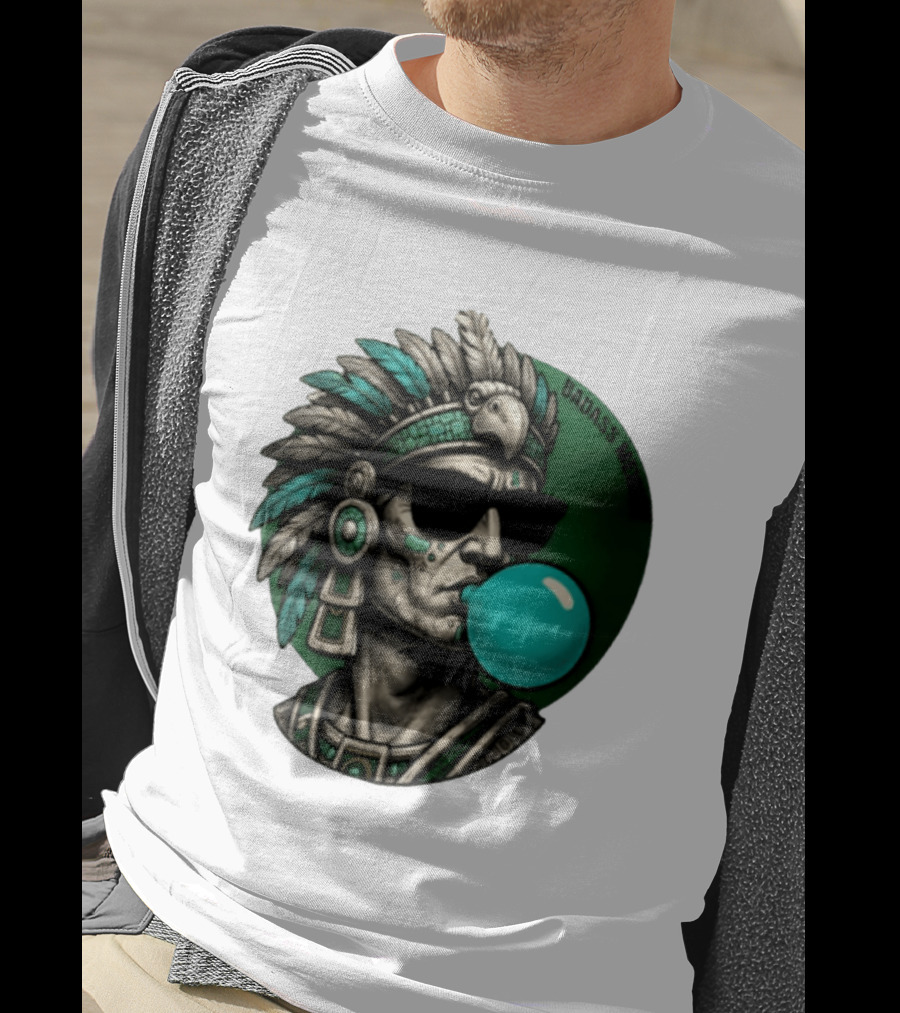Aztec Warrior With Sunglasses Chewing Bubble Gum Badass Mexicans T-Shirt