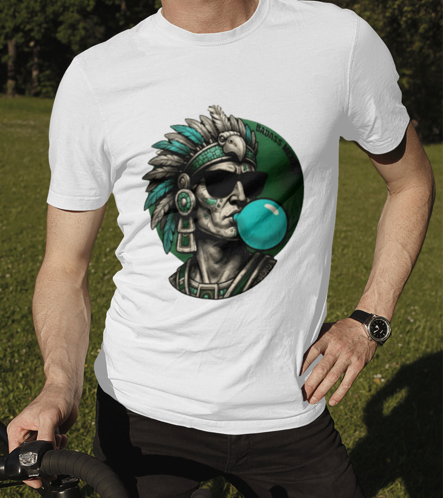 Aztec Warrior With Sunglasses Chewing Bubble Gum Badass Mexicans T-Shirt
