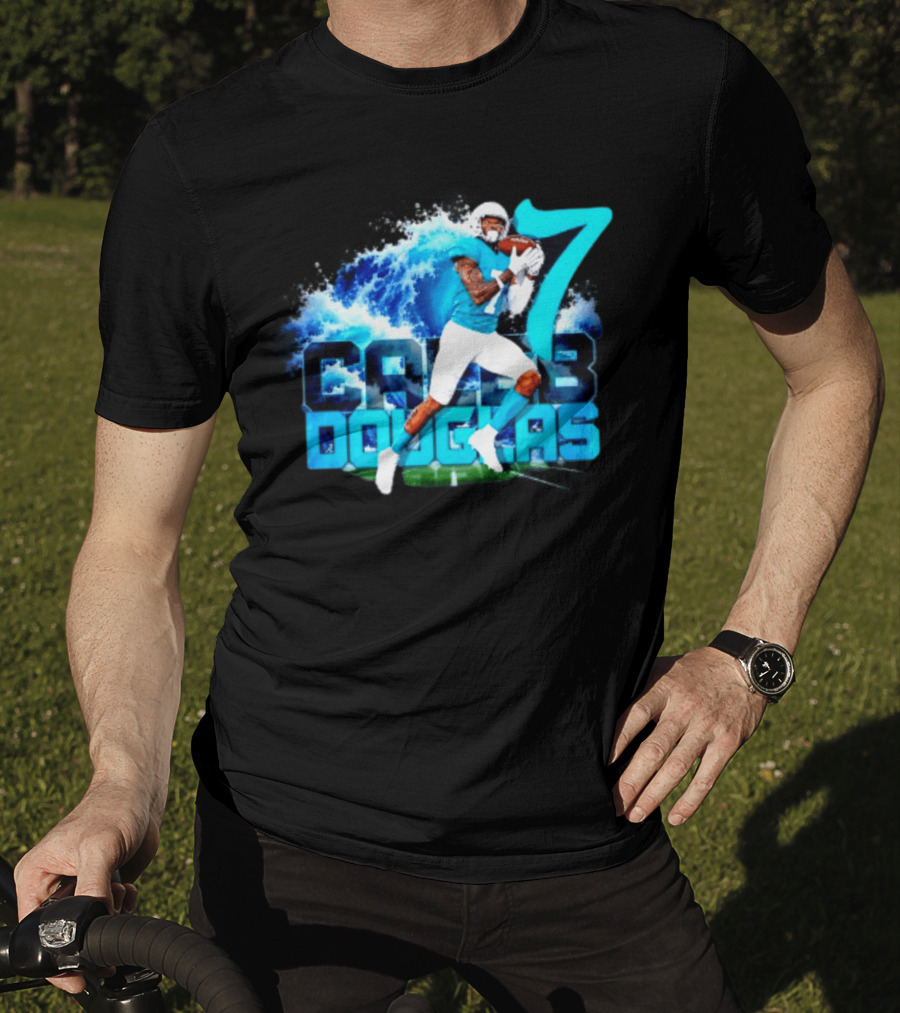 Caleb Douglas Miami Dolphins Tidal Wave Football Player Number 7 T-Shirt