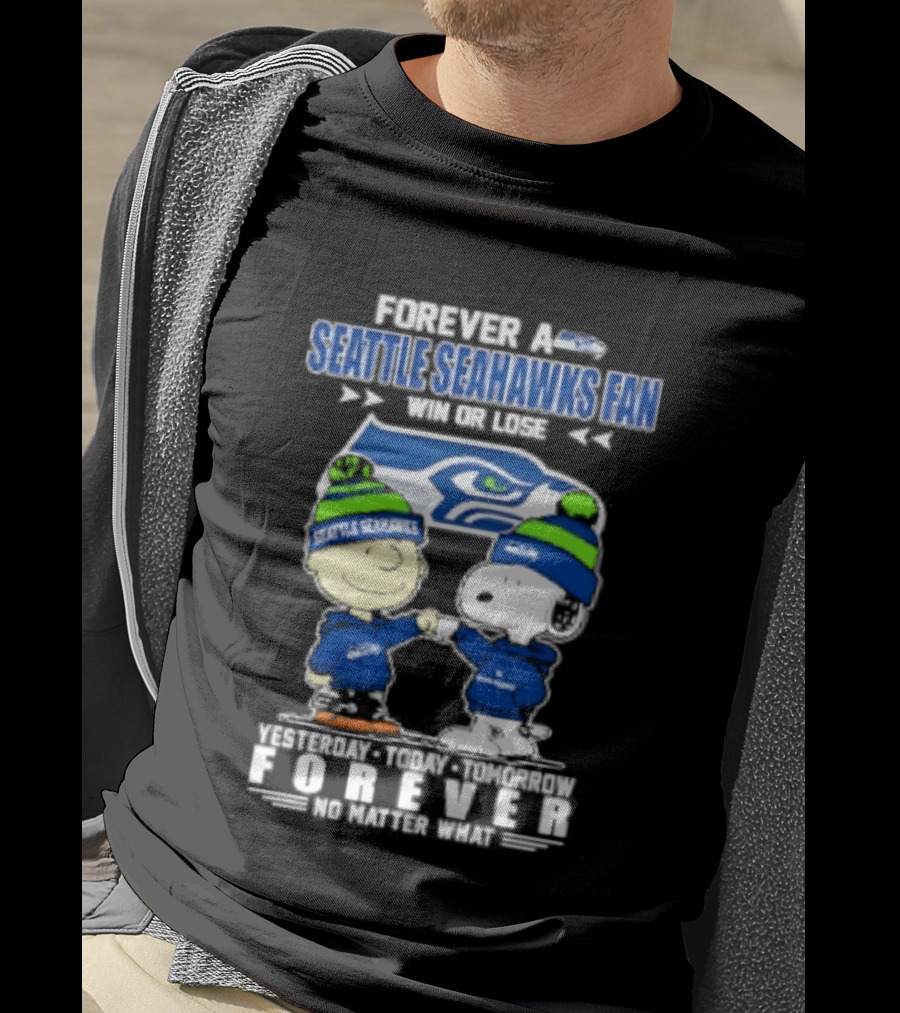 Forever A Seattle Seahawks Fan Win Or Lose Charlie Brown And Snoopy 2026 T-Shirt