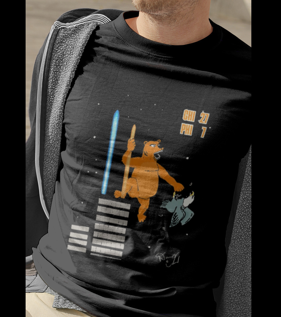 CHI 27 PHI 7 Cartoon Bears Vs Eagles Star Wars T-Shirt