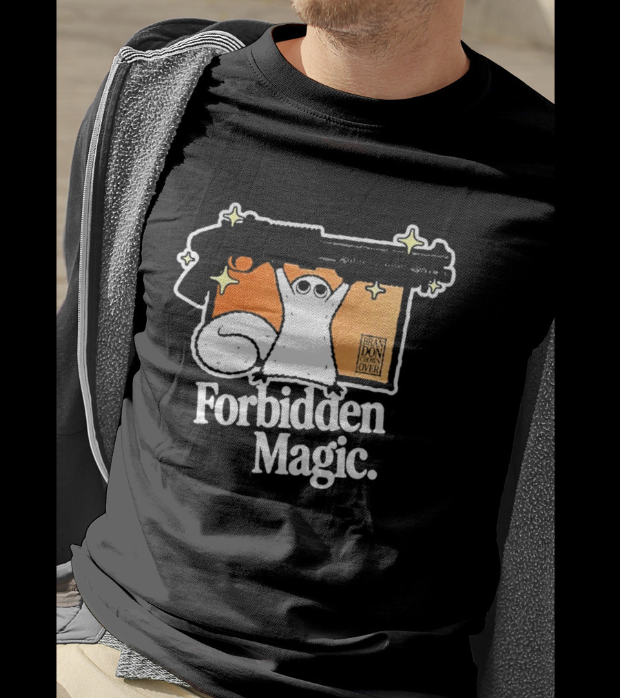 Forbidden Magic Ghost With Shotgun And Sparkles T-Shirt