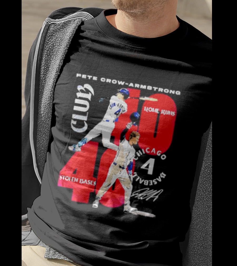 Pete Crow Armstrong Chicago Cubs 40 Home Runs 40 Stolen Bases Club Grunge T-Shirt