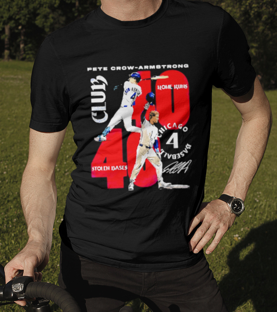 Pete Crow Armstrong Chicago Cubs 40 Home Runs 40 Stolen Bases Club Grunge T-Shirt