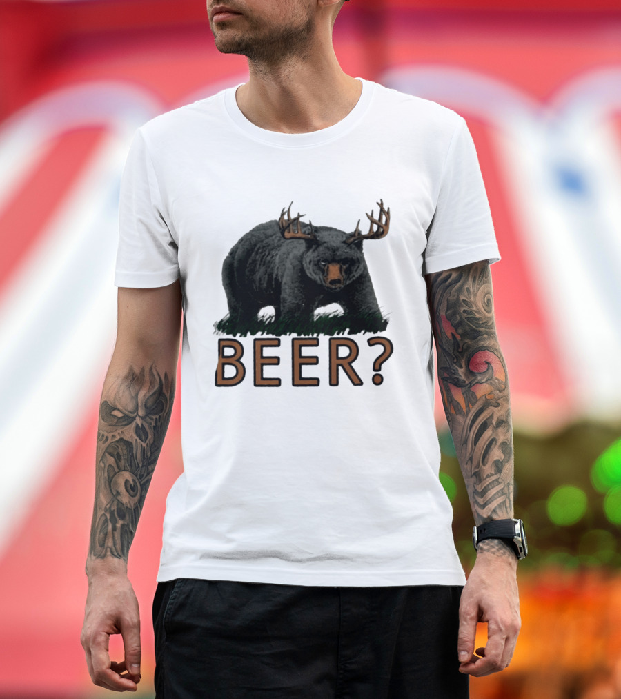 Bear With Antlers Beer T-Shirt