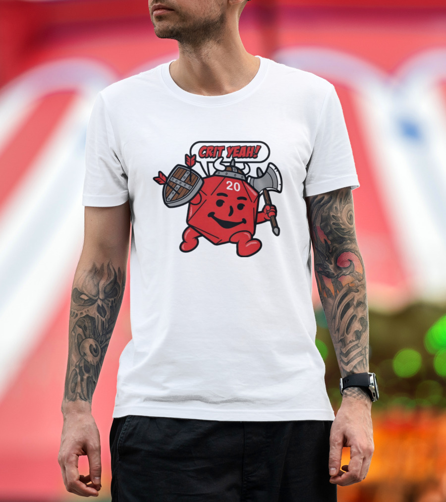 Crit Yeah D20 Viking Dice With Axe And Shield T-Shirt