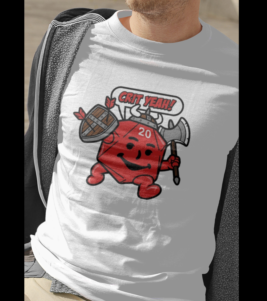 Crit Yeah D20 Viking Dice With Axe And Shield T-Shirt