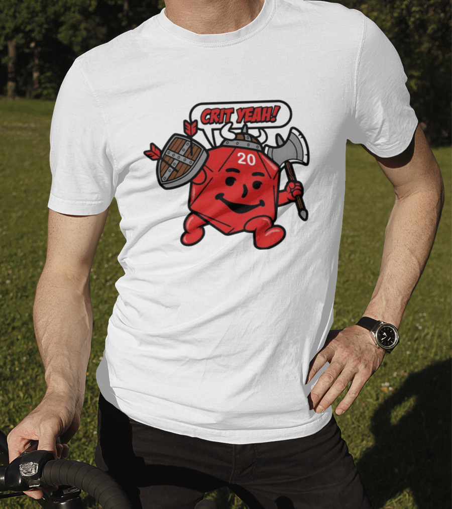 Crit Yeah D20 Viking Dice With Axe And Shield T-Shirt