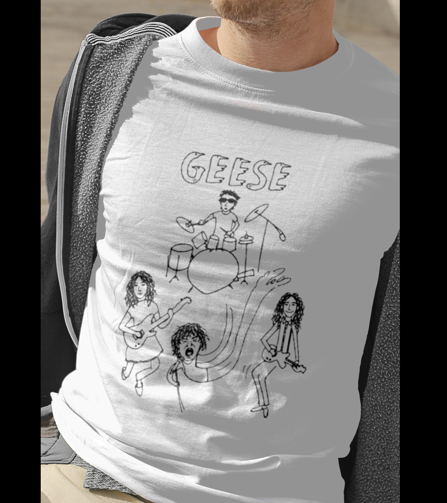 Geese Band Getting Killed Again Fall 2026 North American Tour Monochrome Doodle T-Shirt